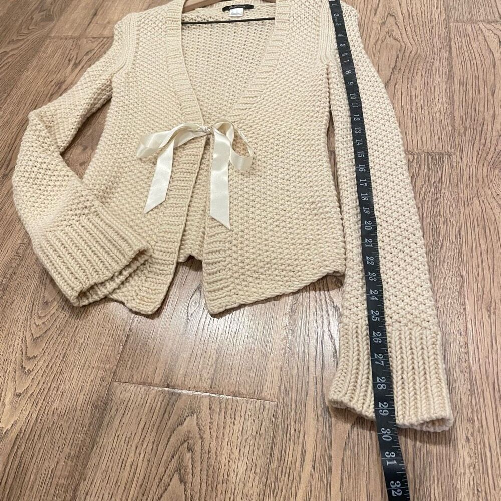 Ulla Johnson Camel Hair Knit Cream Bow Tie Front Cardigan Sweater S Fisherman - Picture 10 of 11